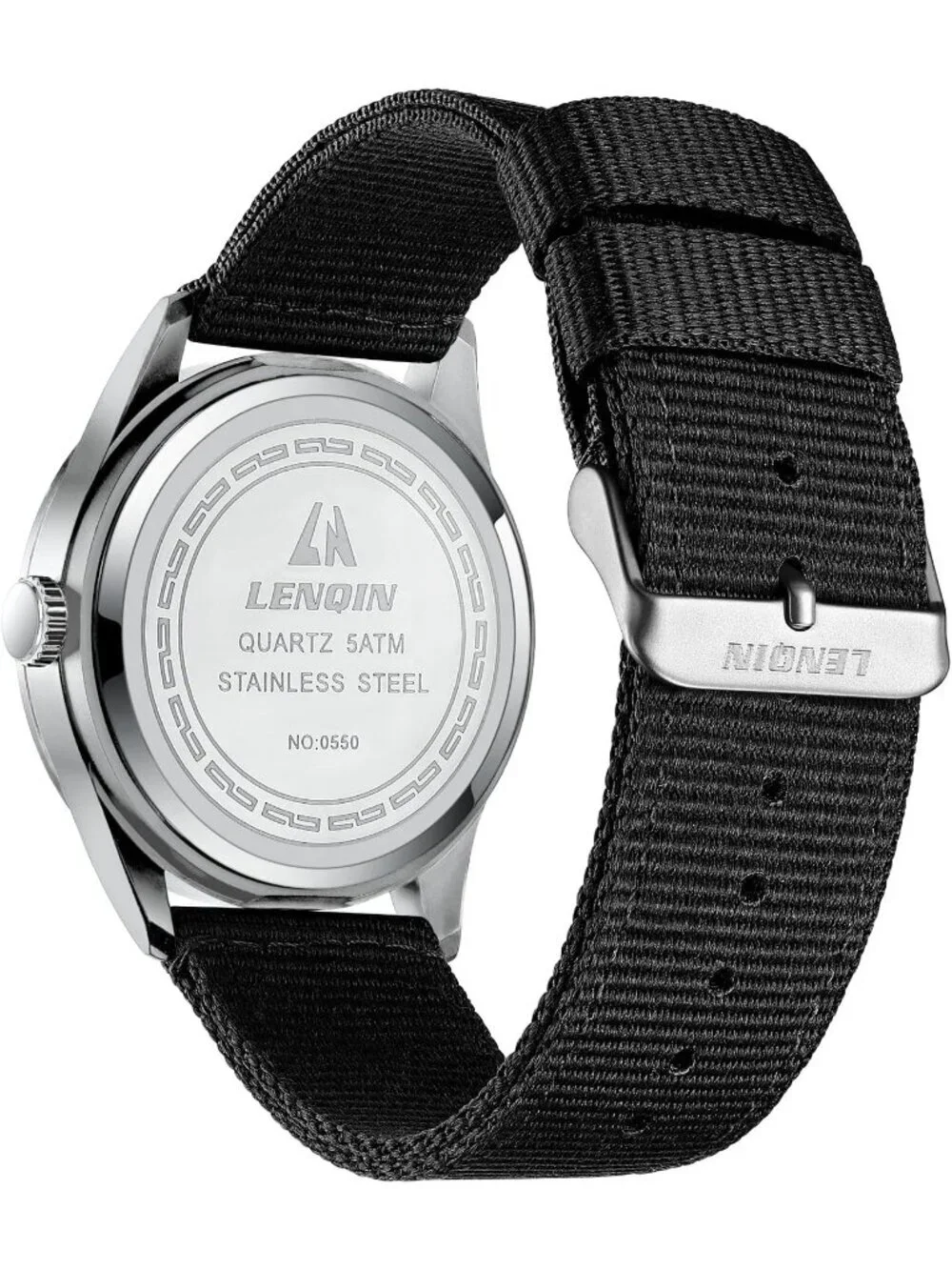 Men's Silver Black Nylon Strap Stylish Luminous Unisex Military Tactical Watch